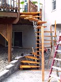 Exterior pine spiral stair